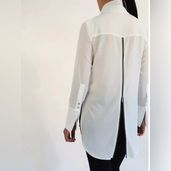 Periphery BLACK zip back blouse Tuxedo Collar Zipper at the back longsleeve Sz 4 - Picture 8 of 10